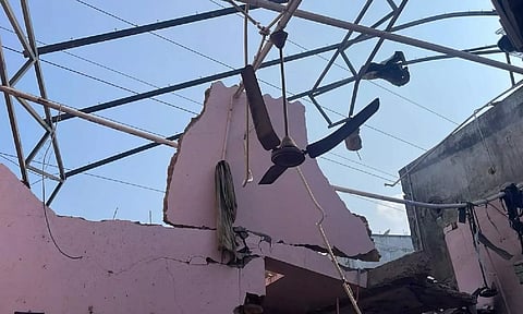 The roof of the house that damaged in the blast