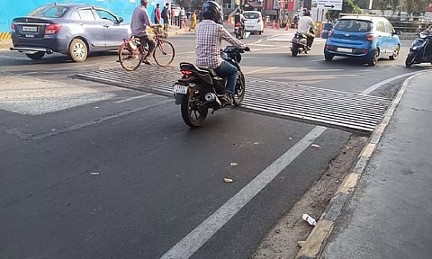 Metal sheets on Nungambakkam road