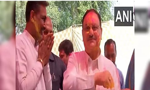 BJP National President JP Nadda celebrates Holi (ANI)