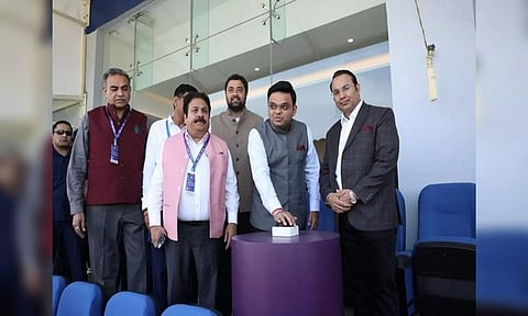 Jay Shah inaugurating Maharaja Yadavindra Singh Cricket Stadium (X/Jay Shah)