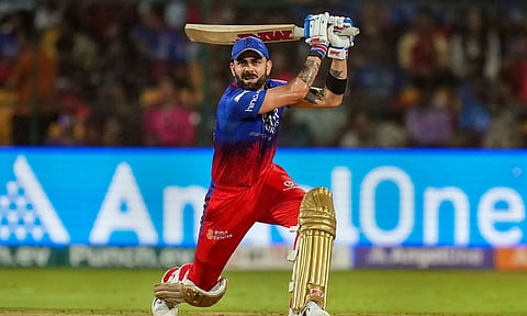 Virat Kohli plays a shot during the match (PTI)
