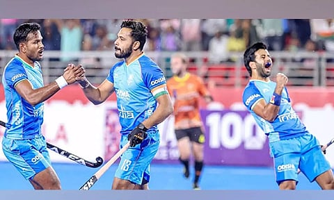 India men's hockey players in action. (ANI)