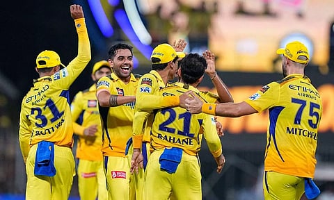 CSK Playes celebrated a victory (PTI)