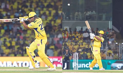 Shivam Dube, Rachin Ravindra plays a shot (Photos: Justin George)