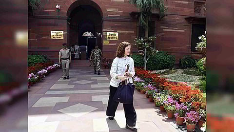 US' Acting Deputy Chief of Mission Gloria Berbena seen at South Block in New Delhi on Wednesday (Photo/ANI)