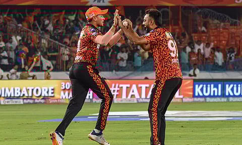 SRH Players celebrated a victory (PTI)