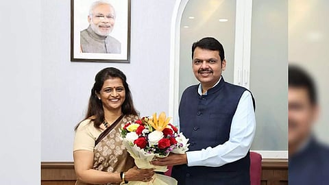 Archana Patil Chakurkar with Devendra Fadnavis(Photo/ANI)