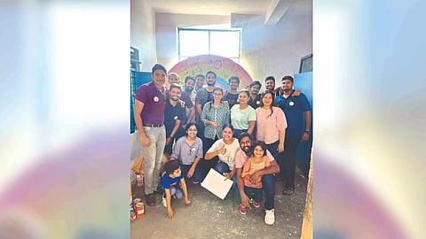 Volunteers at the school