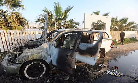  A vehicle damaged in an Israeli airstrike in Deir Al-Balah, Gaza (Reuters)