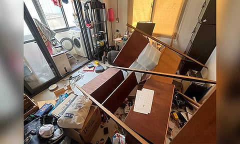 Damaged apartment following earthquake, in New Taipei City (Reuters)