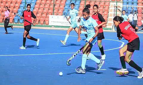 Players in action during Khelo India Sub-Junior Women's Hockey League (ANI)