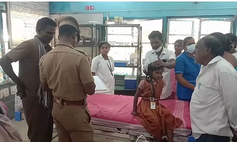 Injured students getting treatment in Kanchipuram GH