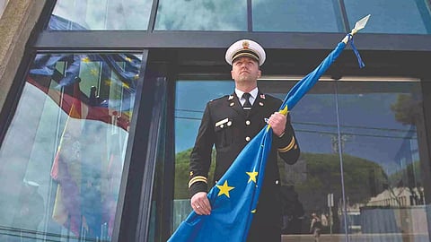 Man with Europe flag