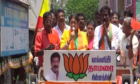 Union Minister Smriti Irani campaigns for Paul Kanagaraj (Photo/ANI)