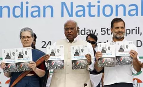Sonia Gandhi, Mallikarjun Kharge and Rahul Gandhi