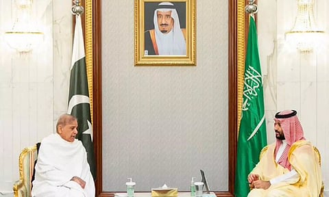 Pakistan PM Shehbaz Sharif, Saudi Arabia's Crown Prince Mohammed bin Salman Al Saud (ANI)