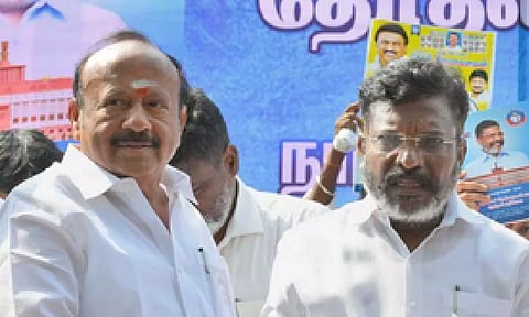 MRK Panneerselvam, Thol Thirumavalavan (IANS)