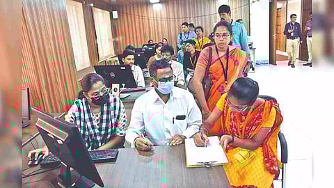 File photo of engineering aspirants submitting application forms during the counselling session