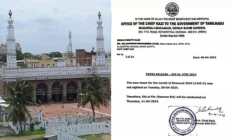 Mosque; Official Communique from Chief Kazi to Government of Tamil Nadu