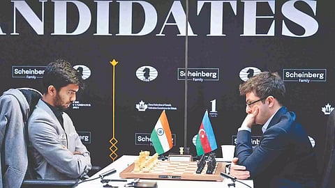 D Gukesh during his match with Nijat Abasov