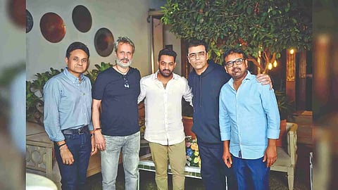Karan Johar with the team of Jr Ntr’s Devara