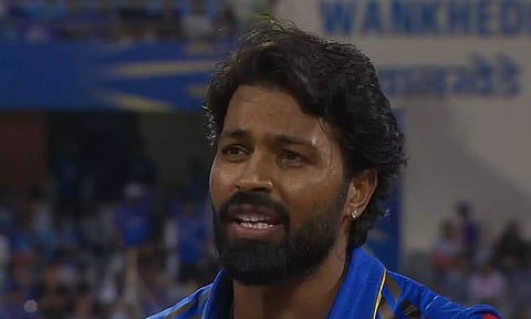 Hardik Pandya during the toss (Screengrab)