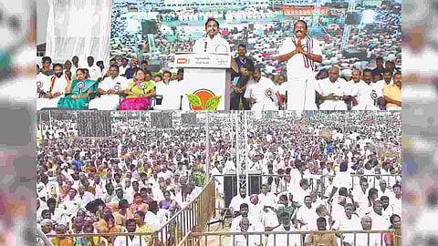 AIADMK general secretary Edappadi K Palaniswami addressing a campaign in Namakkal