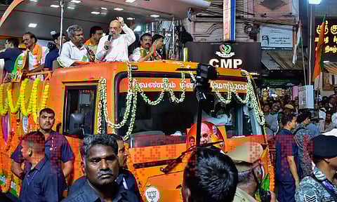 Amit Shah holds roadshow in Kanyakumari (PTI)