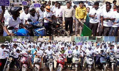  District Election Officer J Radhakrishnan flagged off bike rally in Kodambakkam 