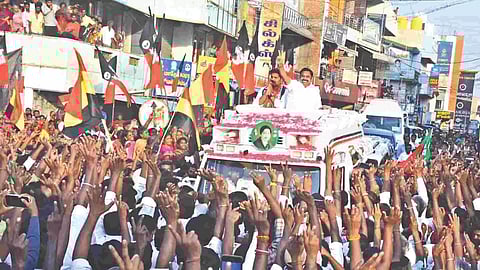 AIADMK general secretary Edappadi K Palaniswami addressing a campaign meeting in Salem on Tuesday