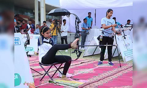 Sheetal Devi in action during Khelo India national archery meet (ANI)