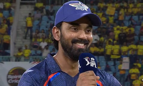 KL Rahul during the toss (Screengrab)