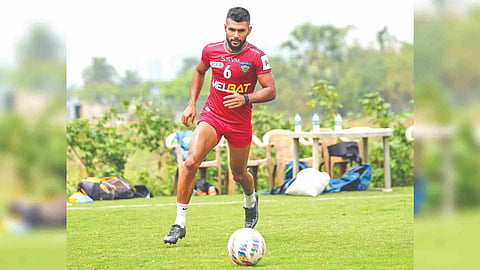 Chennaiyin FC’s Ankit Mukherjee in training