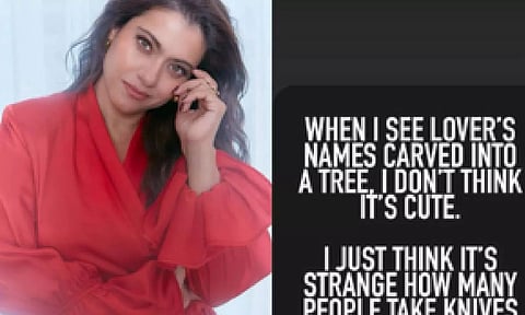 Kajol reacts to lovers carving names on trees, wonders how many 'carry knives on a date'