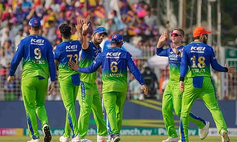 RCB players celebrates after the wicket of Phil Salt (PTI) 