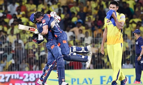 LSG celebrates their victory after beating CSK by 6 wickets (Manivasagan N)