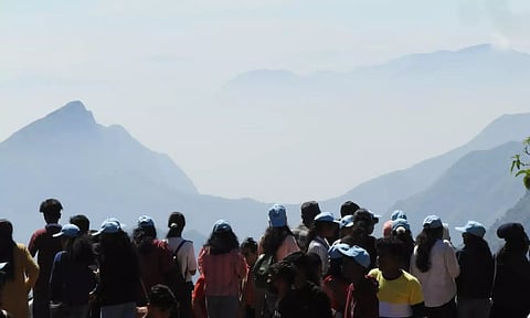Tourists enjoying their leisure at Coakers Walk viewpoint in Kodaikanal (File)
