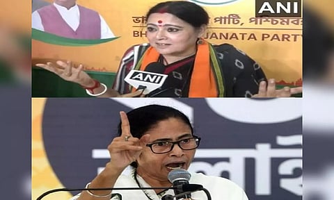 BJP leader Agnimitra Paul and West Bengal CM Mamata Banerjee (ANI)
