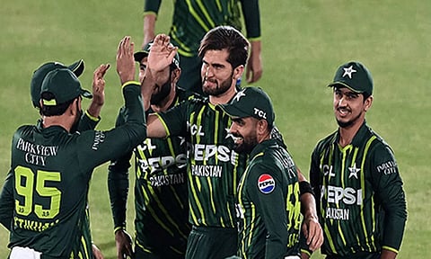 Shaheen Afridi celebrating with teammates (ANI)