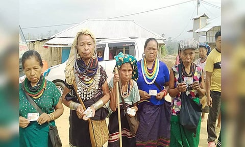 Bru voters exercise their franchise in Tripura Lok Sabha Polls (ANI)