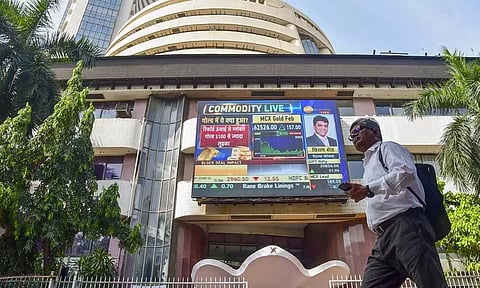 A man walks past the Bombay Stock Exchange (BSE) building in Mumbai (PTI)