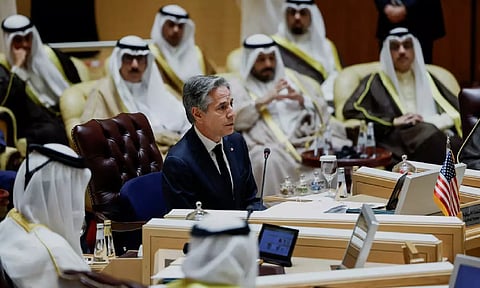 U.S. Secretary of State Antony Blinken attends a Joint Ministerial Meeting of the GCC-U.S, in Riyadh (Reuters)