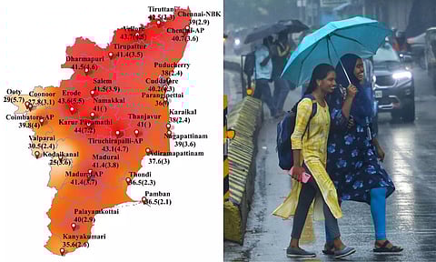 (L to R) Maximum temperature in TN (x/@ChennaiRmc); File photo