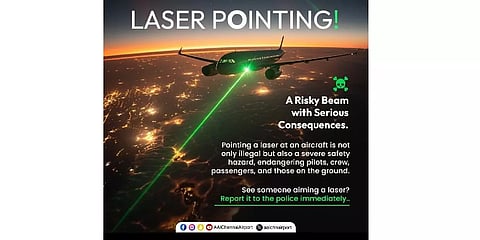 AAI warns against aiming laser lights at flights landing at Chennai airport