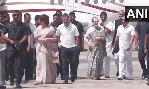 Congress leaders Rahul Gandhi and Sonia Gandhi leave from Sonia's Delhi residence(ANI)