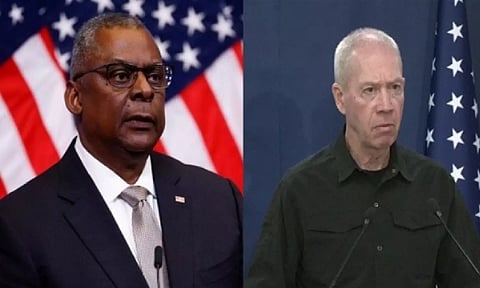 US Secretary of Defence Lloyd Austin (left), Israel Defence Minister Yoav Gallant (Reuters)