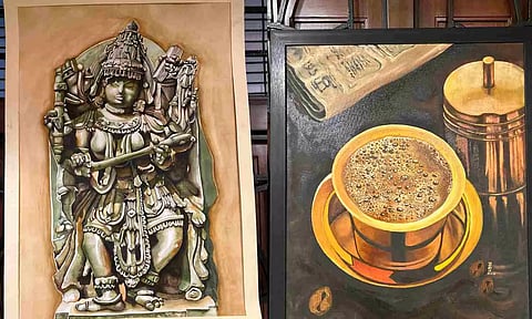 Artworks that are displayed at the exhibition. 