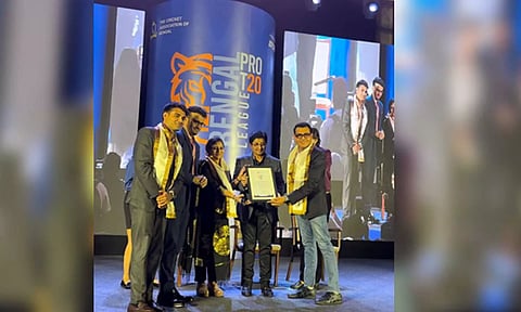 The Bengal Pro T20 League trophy was unveiled in the presence of Snehasish Ganguly, Sourav Ganguly and former Indian women's cricketer Jhulan Goswami. (IANS) 