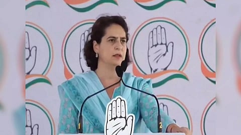 Priyanka Gandhi at a rally in Banskantha (Photo/X @@INCIndia)