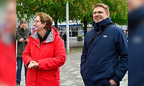 German Housing Minister Klara Geywitz and member of the European Parliament Matthias Ecke (Reuters)